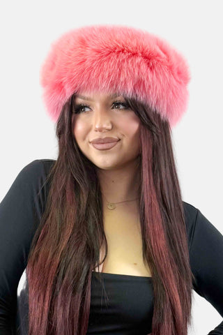 pink fox fur headband