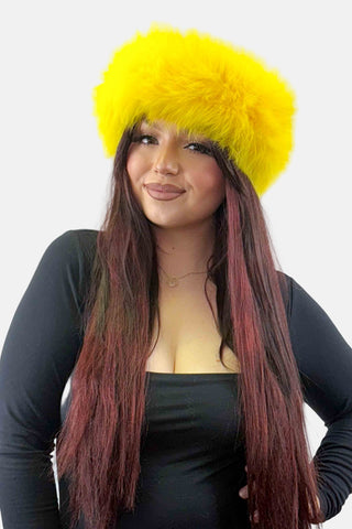 yellow fox fur headband