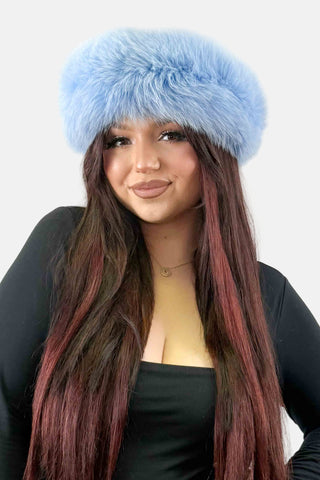 baby blue fox fur headband