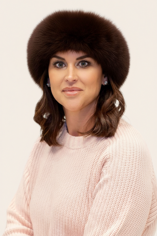 brown fox fur headband