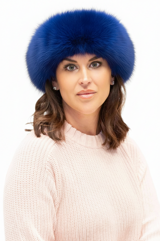 royal blue fox fur headband