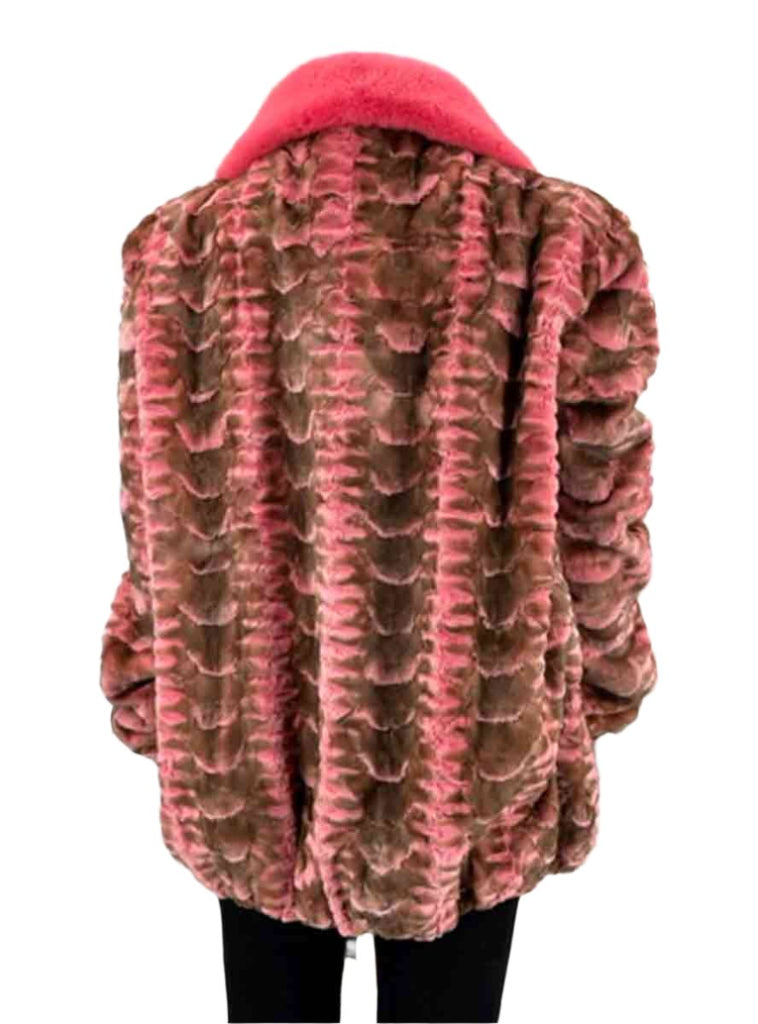 pink mink fur bomber jacket with full skin mink collar