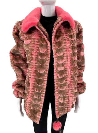 Mink Fur Bomber Jacket with Full Skin Mink Fur Collar.