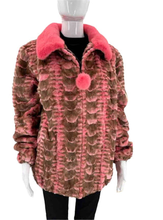 Mink Fur Bomber Jacket with Full Skin Mink Fur Collar.