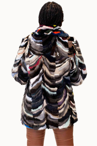 Mink Fur Jacket with Shawl Collar & Bracelet Cuffs.