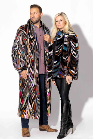 men's multicolor mink fur coat
