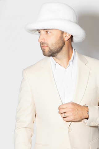 men's white mink fur hat