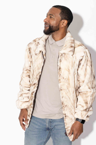 beige cross sheared sectioned mink fur bomber jacket