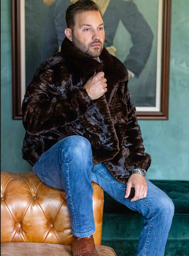 men's mink fur bomber jacket