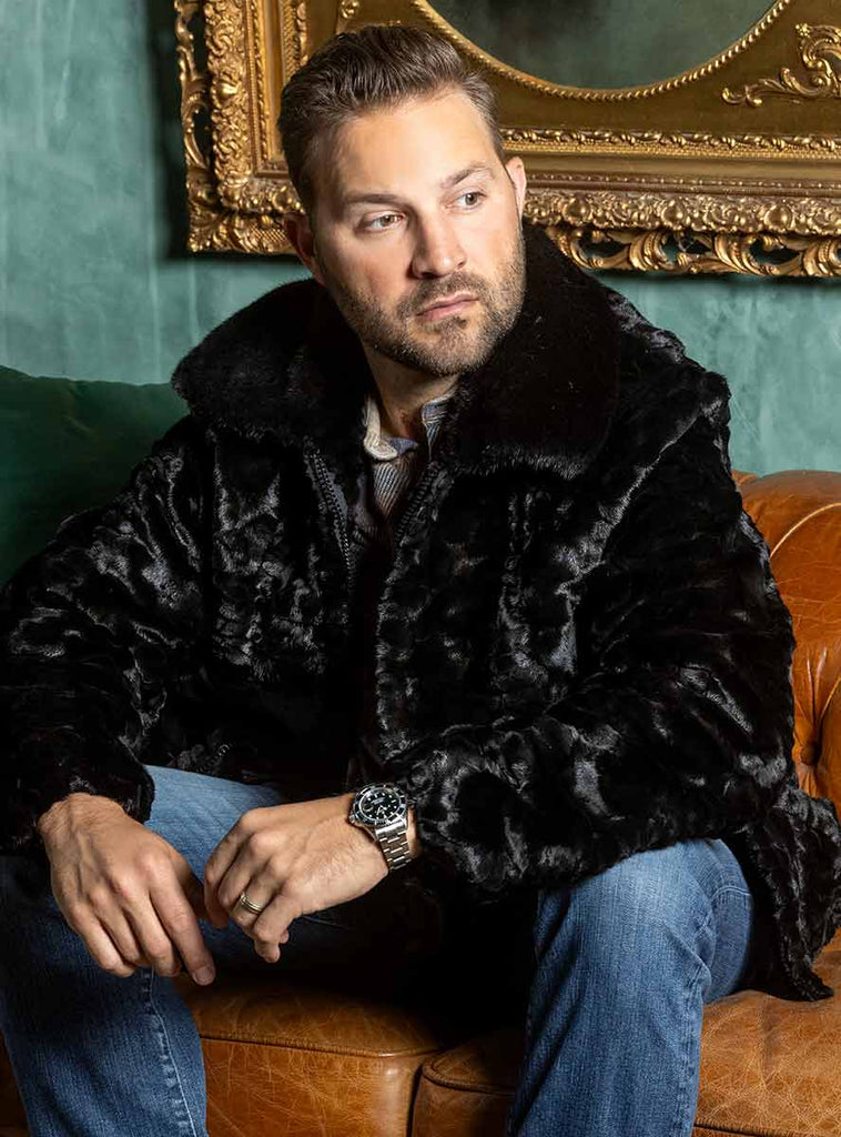 men's mink fur bomber jacket