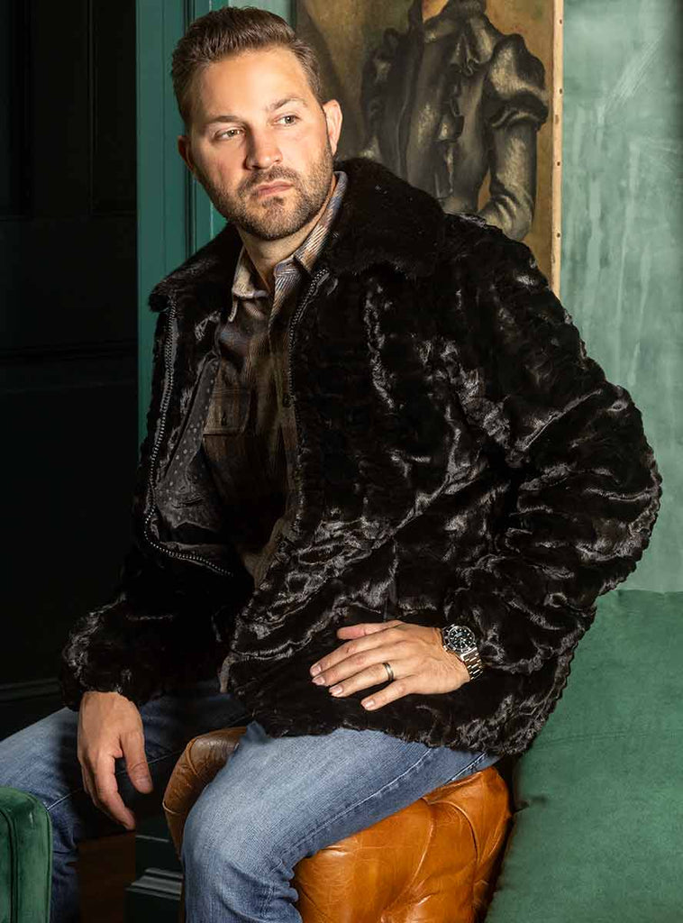 men's mink fur bomber jacket