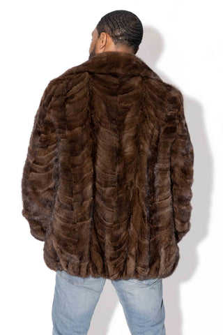 men's demi buff sectioned mink fur bomber jacket
