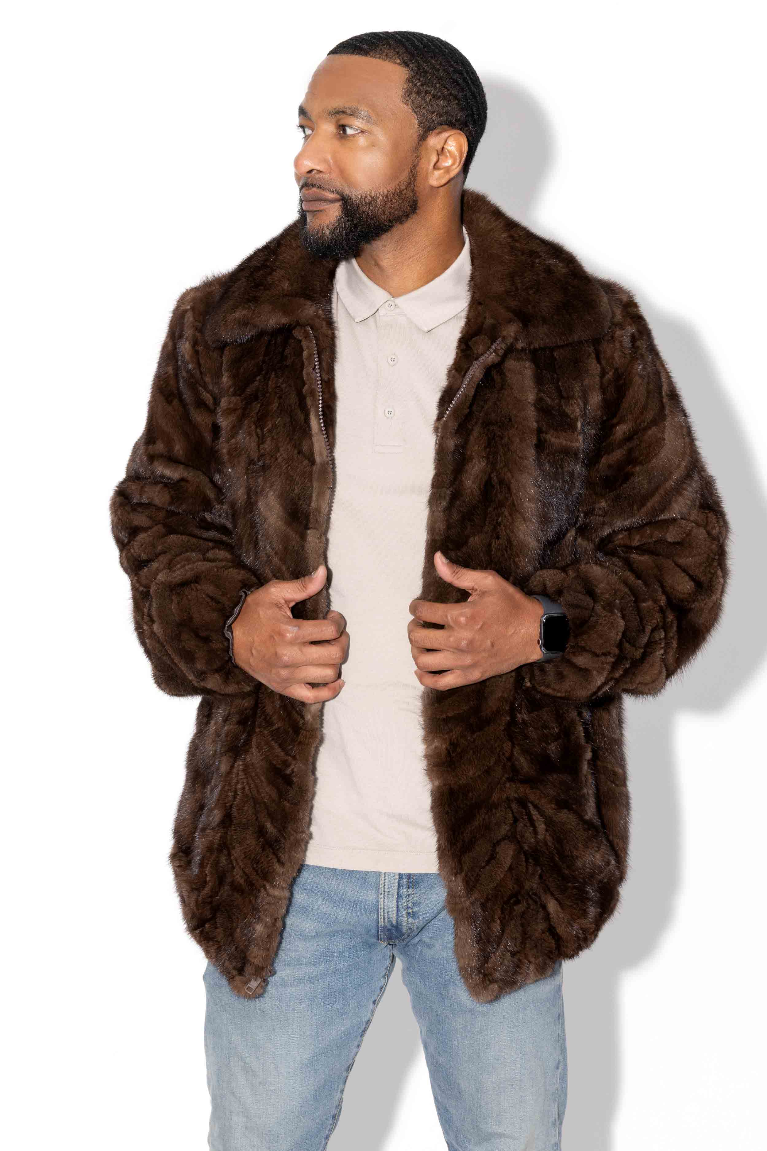 Men's Sectioned Mink Fur Bomber Jacket – Henig Furs