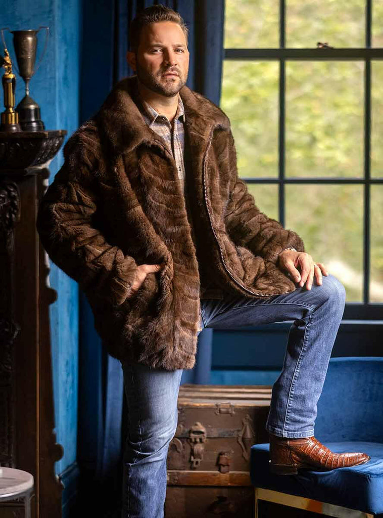 Men's Demi Buff Mink Fur Bomber Jacket