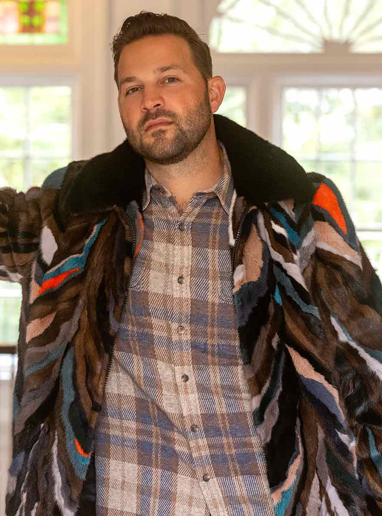 Men's Multicolor Mink Fur Bomber Jacket