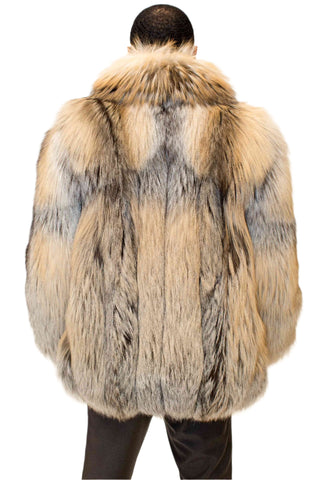 men's golden island full skin fox fur bomber jacket