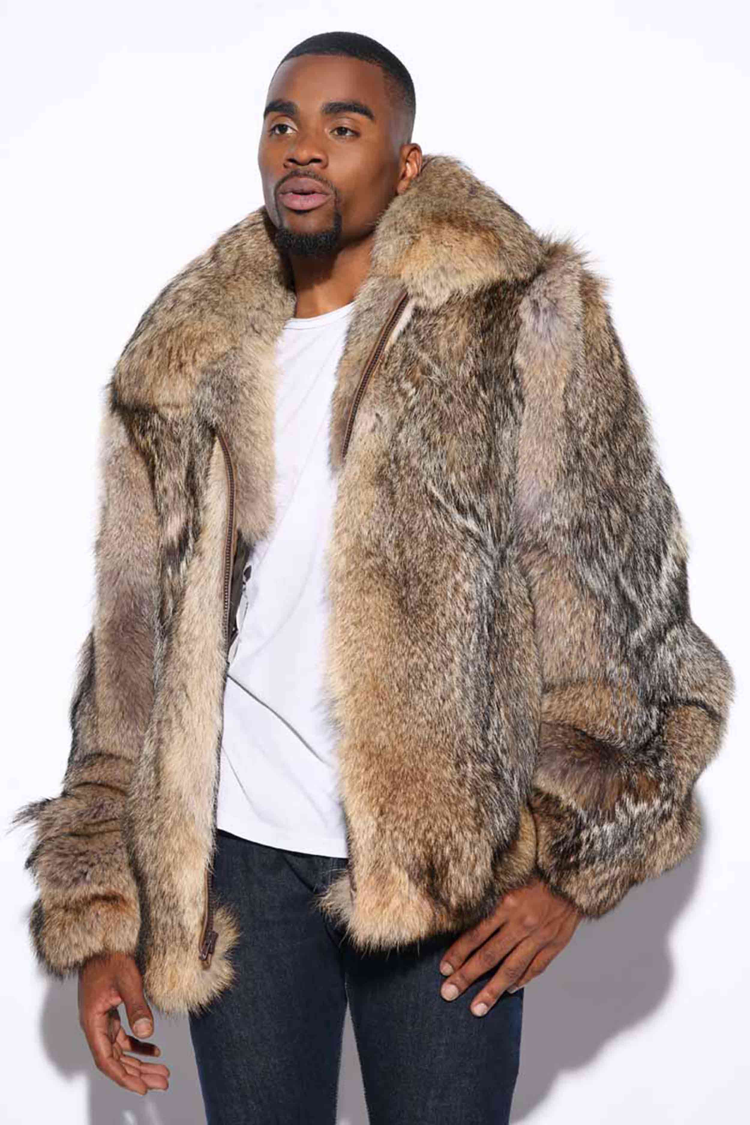 Men's Coyote Fur Jacket is the look of masculine This well