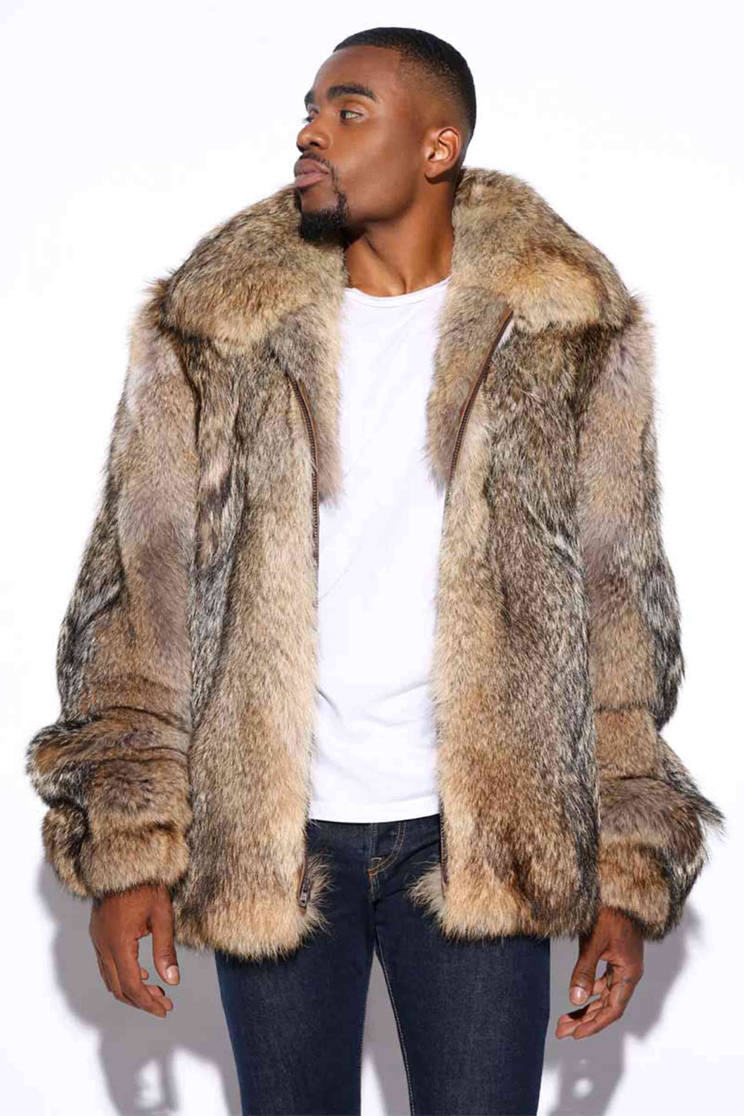 Men's Coyote Fur Jacket is the look of masculine This well