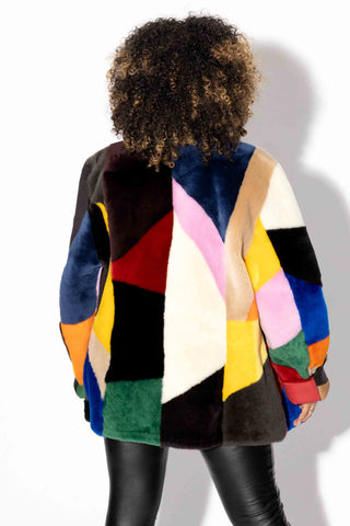 Multicolor Reversible Shearling Sheepskin Jacket