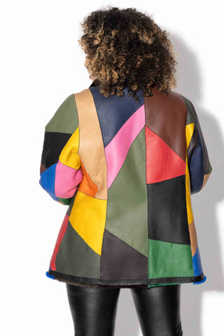 Multicolor Reversible Shearling Sheepskin Jacket