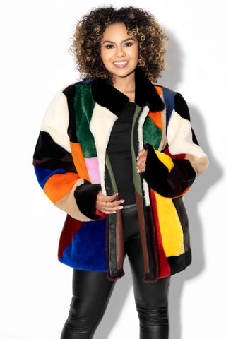 Multicolor Reversible Shearling Sheepskin Jacket