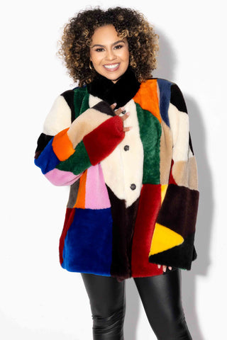 Multicolor Reversible Shearling Sheepskin Jacket