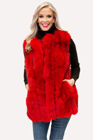 Fox Fur Vest in Vertical Pattern.