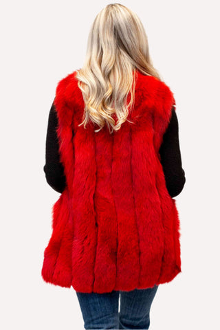 Fox Fur Vest in Vertical Pattern.