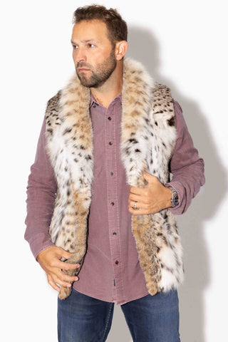 men's natural bobcat fur vest