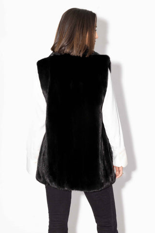ranch mink fur vest with shawl collar