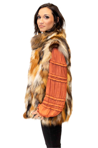 cross fox sectioned fox fur vest