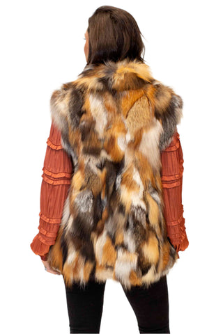 cross fox sectioned fox fur vest