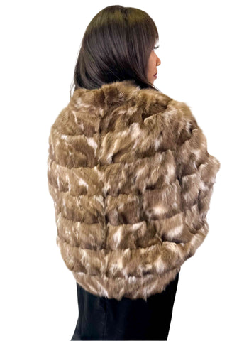 sectioned sable & white fur cape