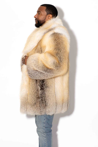 men's golden island full skin fox fur stroller