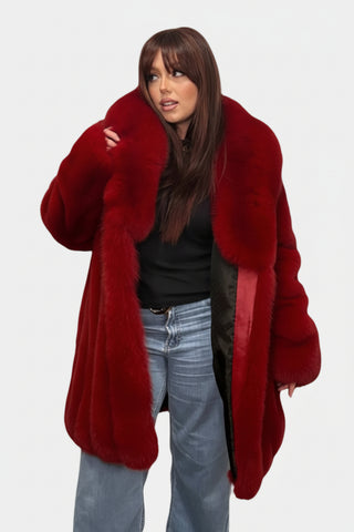 custom-made bold red full skin fox fur stroller