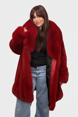 custom-made bold red full skin fox fur stroller