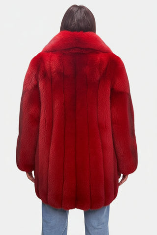 custom-made bold red full skin fox fur stroller