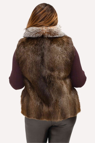beaver fur vest with crystal fox fur tux