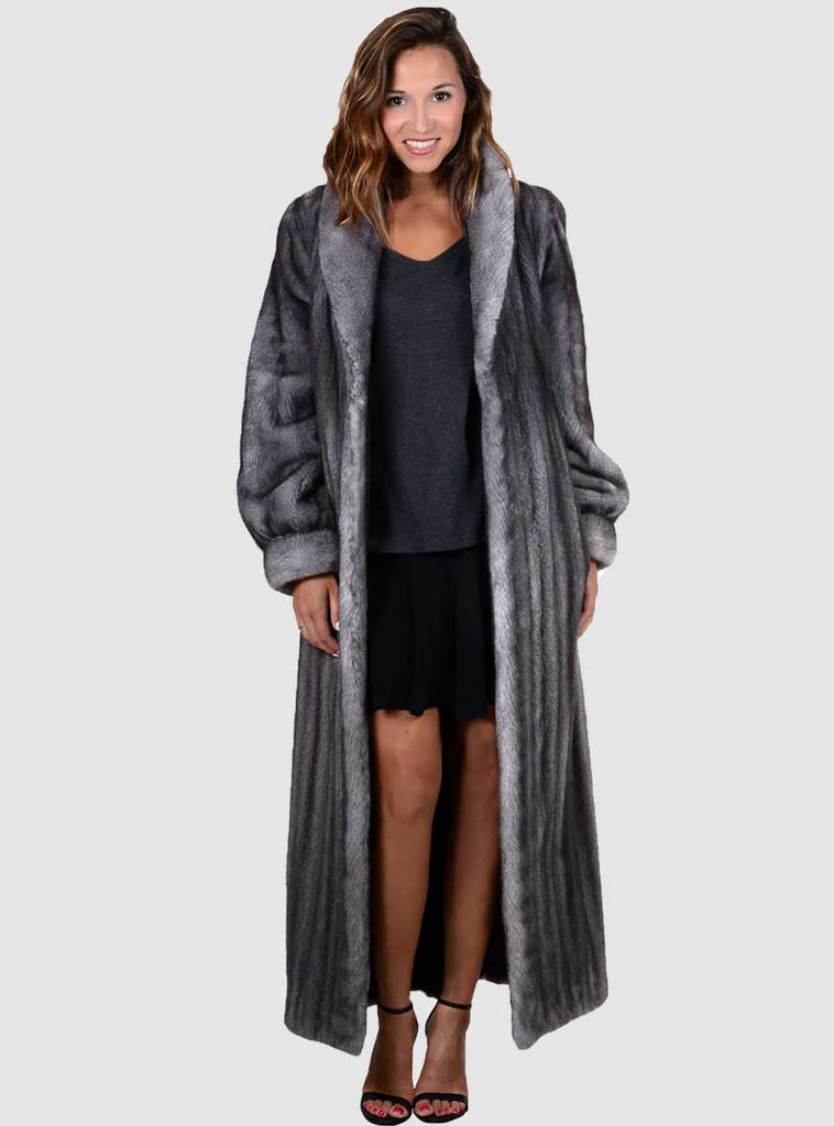 blue iris very finest mink fur coat with rollback cuffs