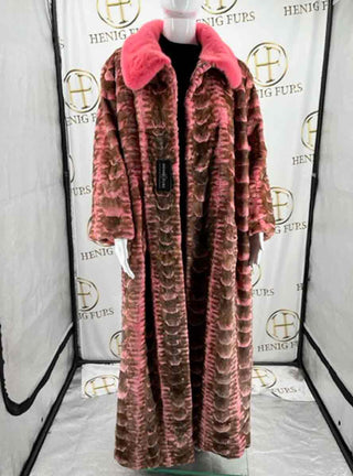 Men's Full Length Sculptured Mink Fur Coat with Full Mink Fur Collar.