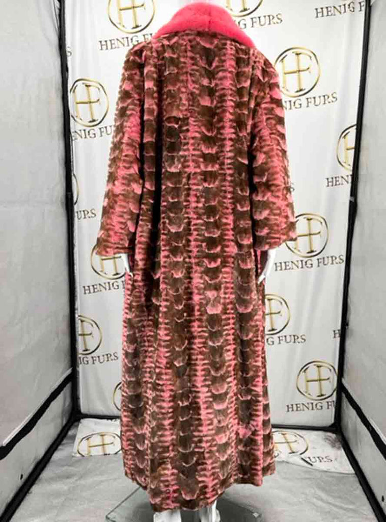 pink full length mink fur coat