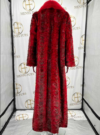 Full Length Sculptured Mink Fur Coat with Full Mink Fur Collar.