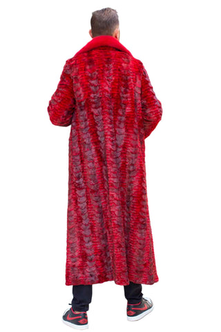 Men's Full Length Sculptured Mink Fur Coat with Full Mink Fur Collar.
