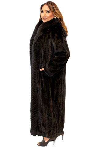 ranch Mink Fur Coat with Fox Fur Tux
