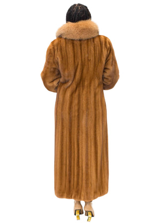 whisky Mink Fur Coat with Fox Fur Tux