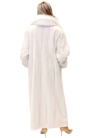 white Mink Fur Coat with Fox Fur Tux