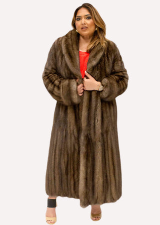 Russian Sable Fur Coat with Shawl Collar.
