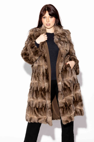 Sectioned Russian Sable Fur 7/8 Coat