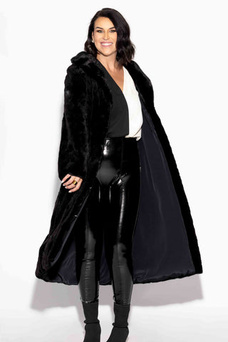 Sheared Sectioned Mink Fur Coat with Notch Collar