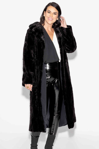Sheared Sectioned Mink Fur Coat with Notch Collar